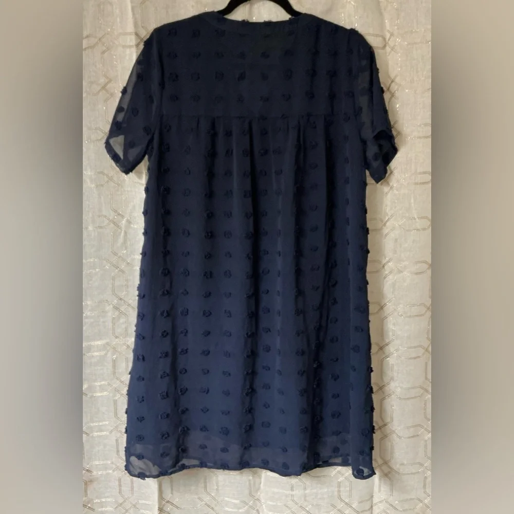 Chic Blue V-Neck Short Sleeve Sundress - Picture 2 of 7